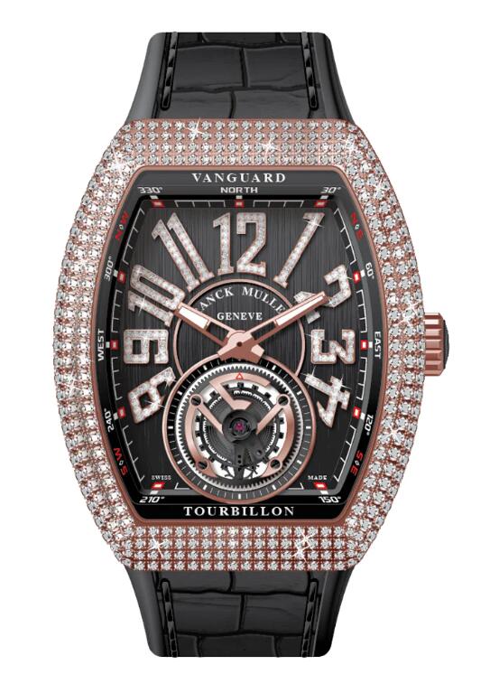 Buy Franck Muller Vanguard Tourbillon Rose Gold White Diamonds Case Replica Watch for sale Cheap Price V 41 T D NBR CD (NR) (5N) (NR DIAM 5N)